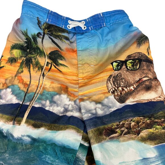 OP Youth Boys Dinosaur Print Swim Trunks Size L - Picture 2 of 5